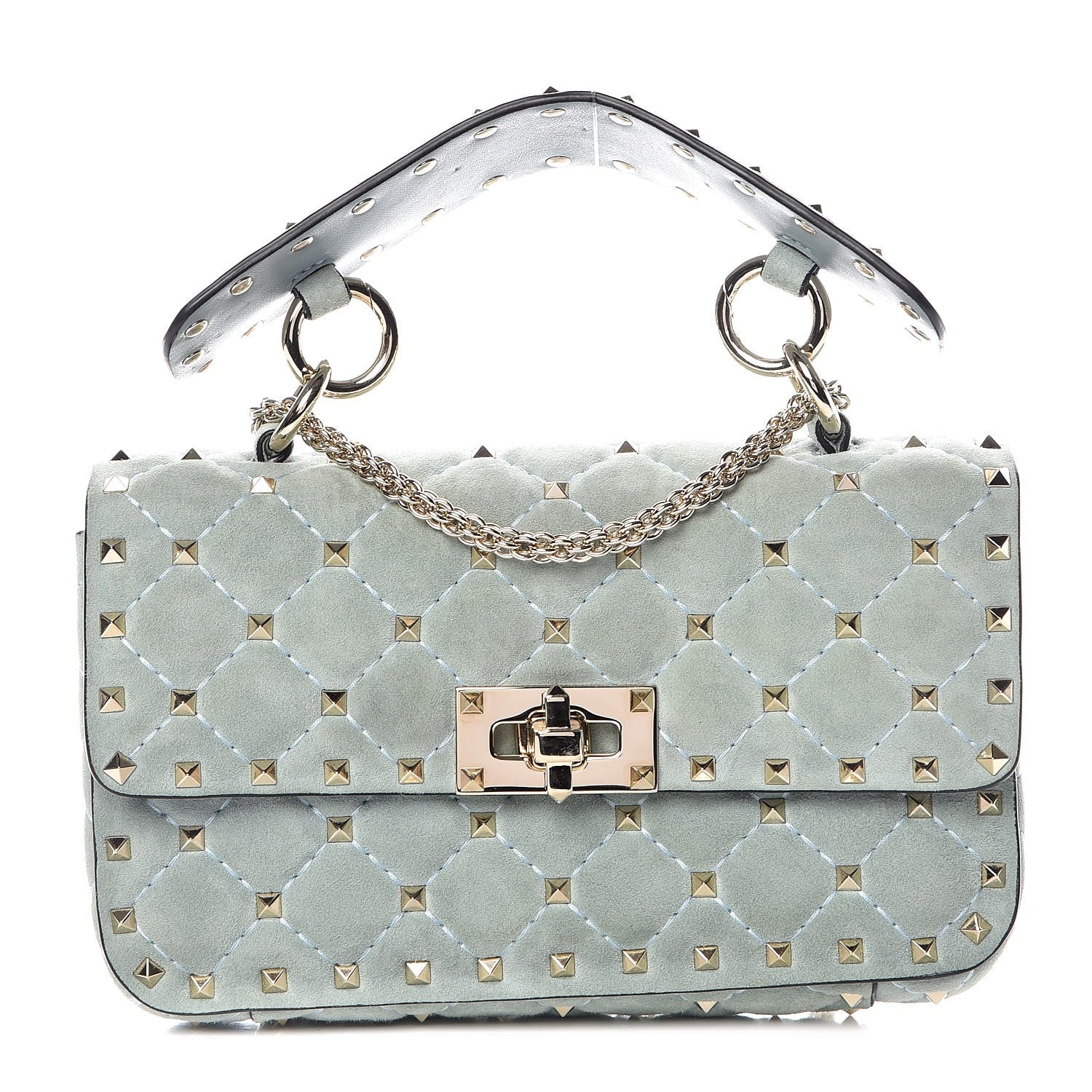 Valentino Garavani Suede Small Rockstud Spike Shoulder Bag Nube 1 of 9
