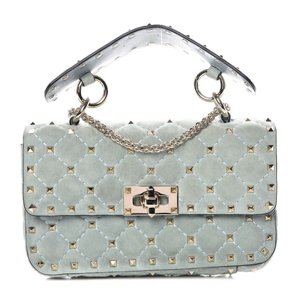 Valentino Garavani Suede Small Rockstud Spike Shoulder Bag Nube 1 of 9