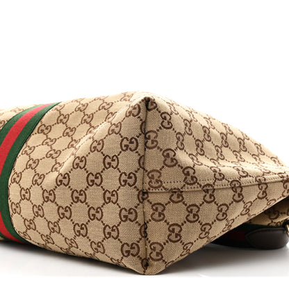 Gucci GG Monogram Web Large Giglio Tote Beige Brown 10 of 11