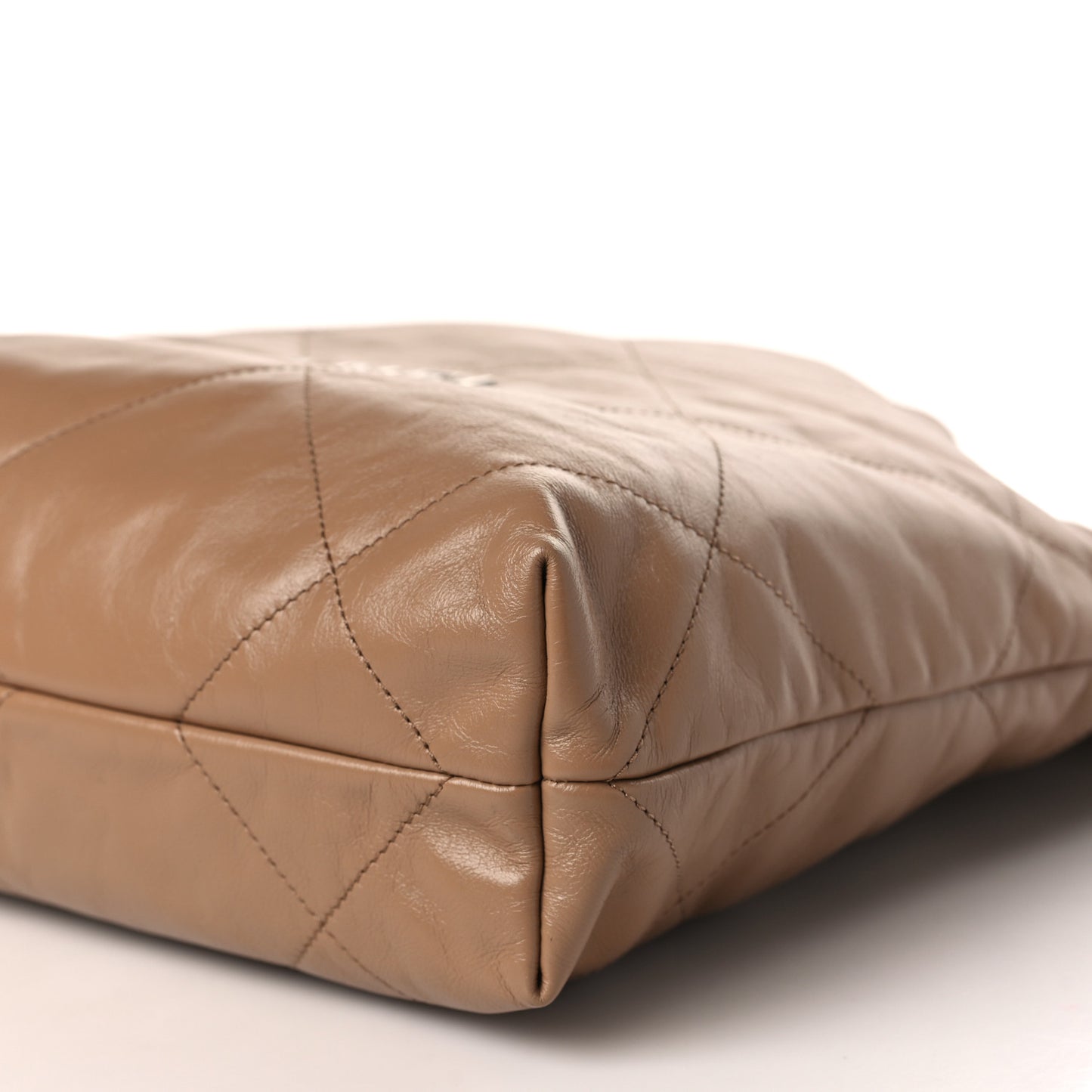 Shiny Calfskin Quilted Small Chanel 22 Beige
