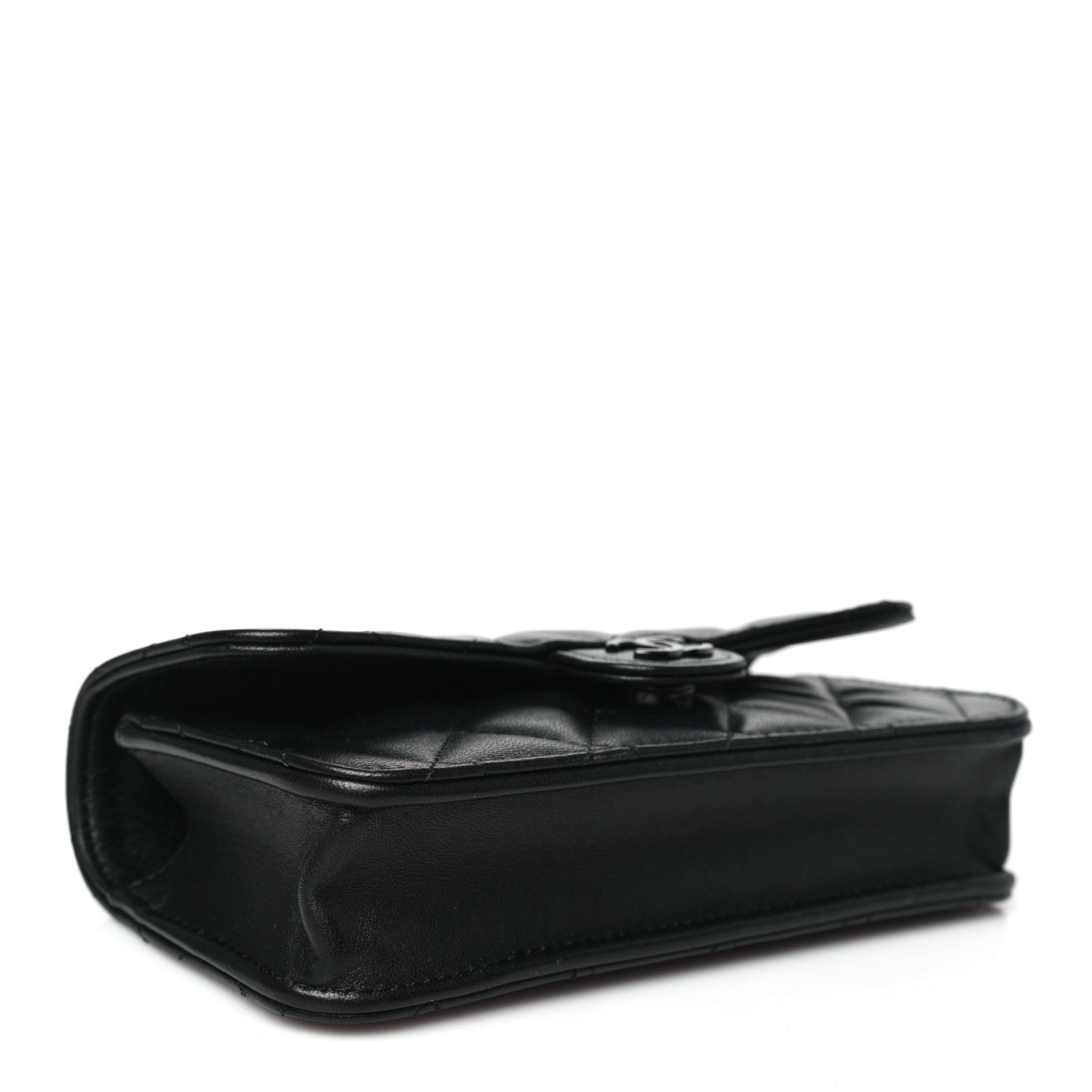 Chanel Lambskin Quilted Flap Phone Holder With Chain So Black 4 of 11