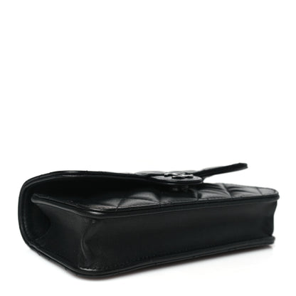 Chanel Lambskin Quilted Flap Phone Holder With Chain So Black 4 of 11