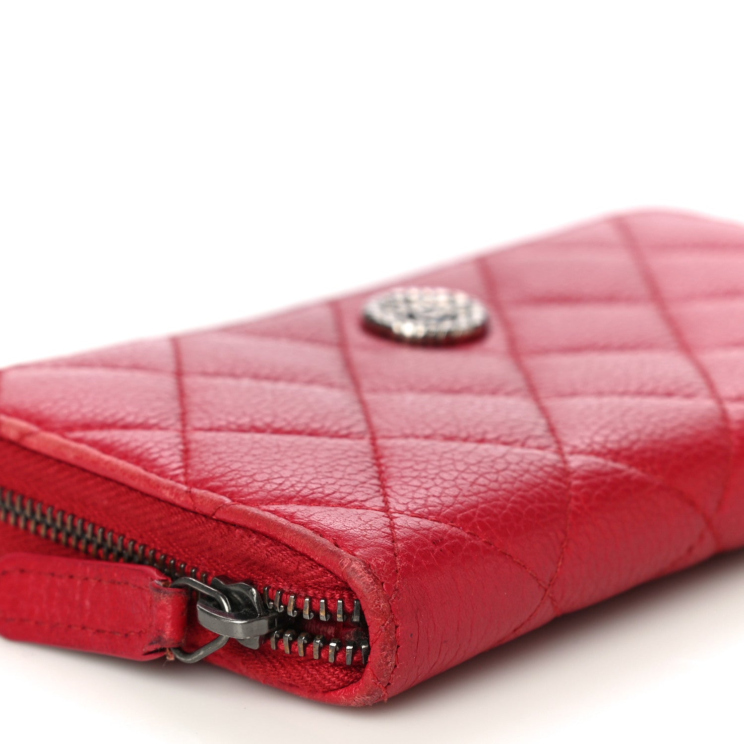 Chanel Caviar Quilted Small Zip Around Wallet Red 10 of 19