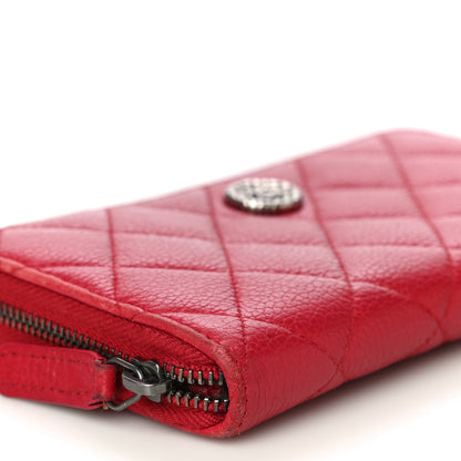 Chanel Caviar Quilted Small Zip Around Wallet Red 10 of 19