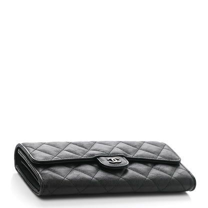 Chanel Crumpled Calfskin Quilted Large Flap Wallet So Black 4 of 9