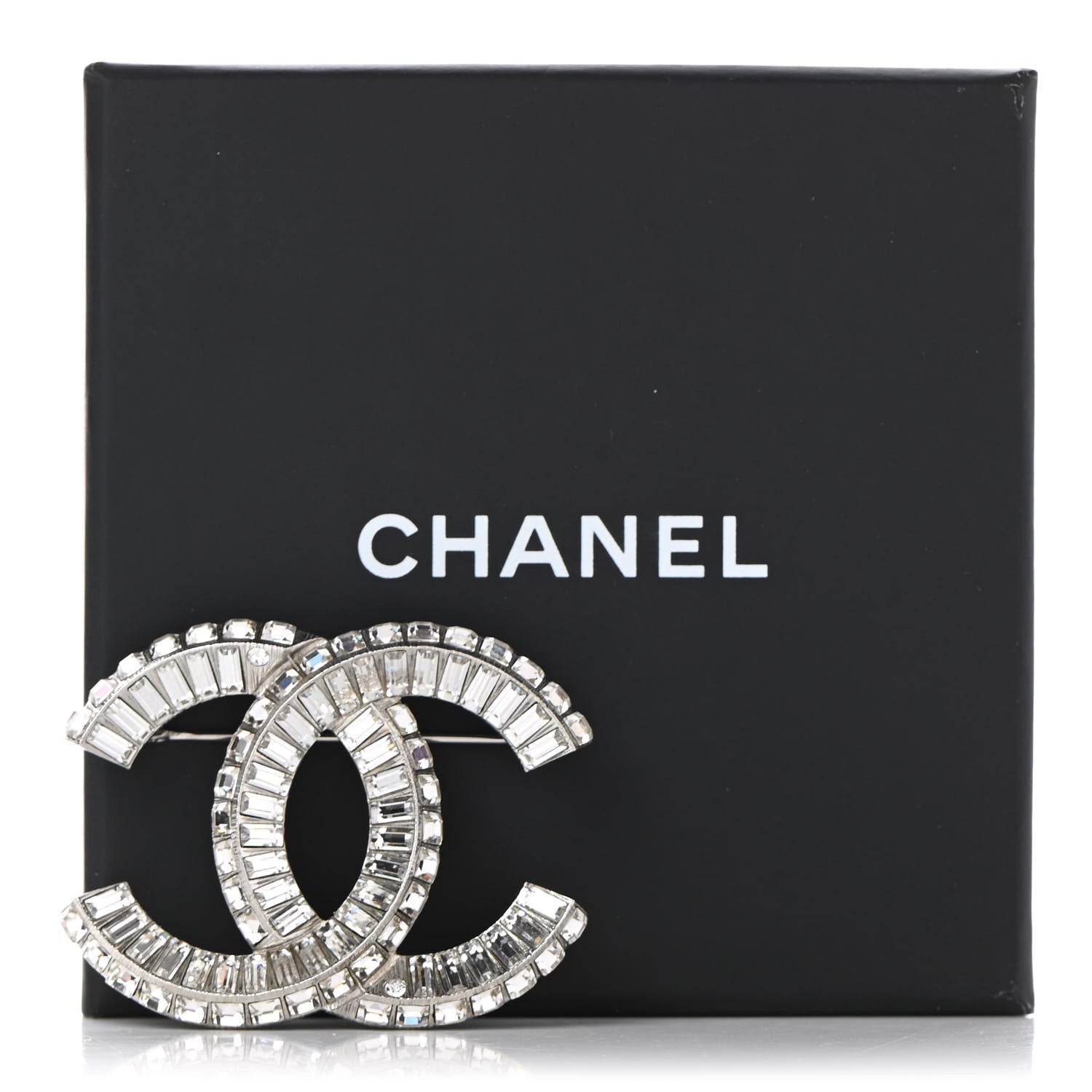 Chanel Baguette Crystal CC Brooch Silver 6 of 6