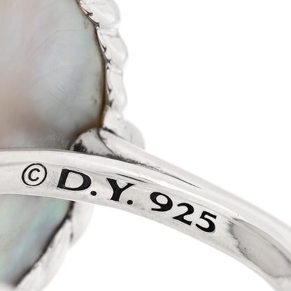 David Yurman Sterling Silver Mother Of Pearl Diamond Elements Ring 49 5 5 of 5