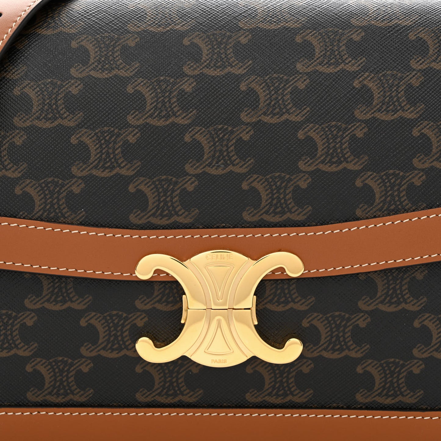 Triomphe Canvas Calfskin Medium Triomphe Bag Tan