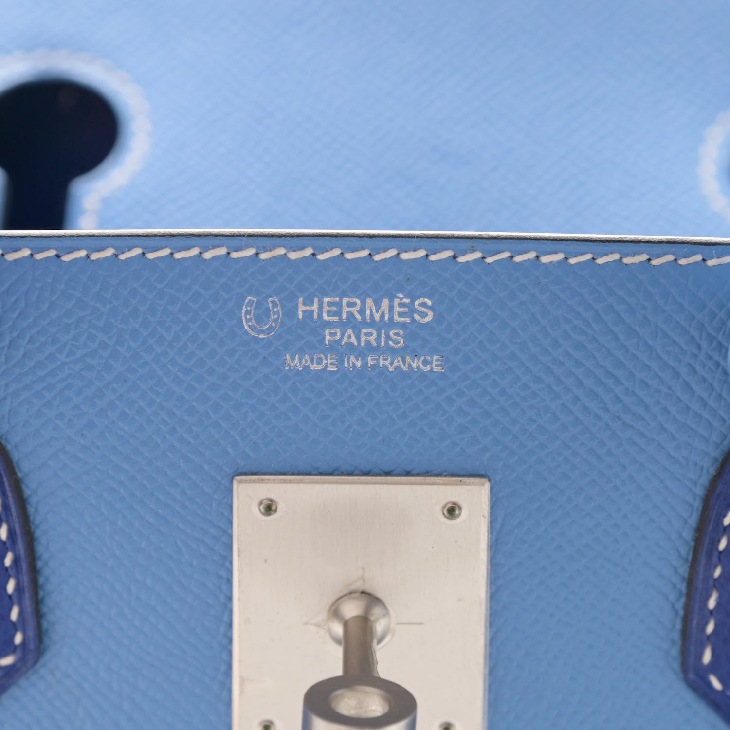 Hermes Epsom Horseshoe Bi Color Birkin 30 Bleu Paradis Bleu Electrique 5 of 13