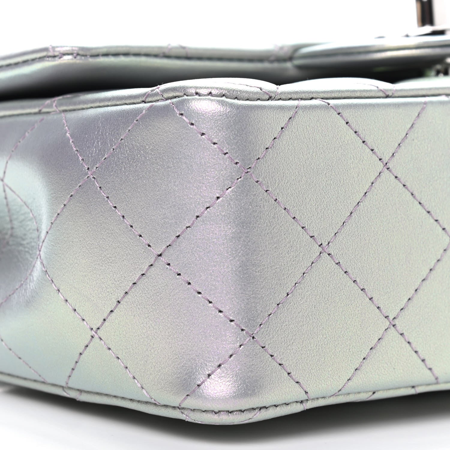 Chanel Iridescent Calfskin Quilted Mini Rectangular Flap Purple 8 of 12