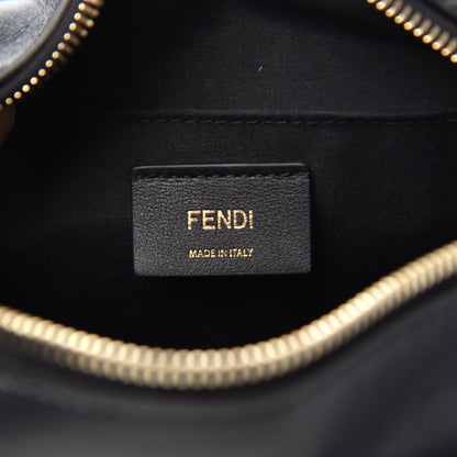 Fendi Glazed Fabric Vitello Century FF 1974 Stamp Patch Camera Case Mogano Panna Black 6 of 11
