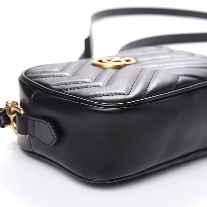 Gucci Calfskin Matelasse Mini GG Marmont Chain Shoulder Bag Black 8 of 9