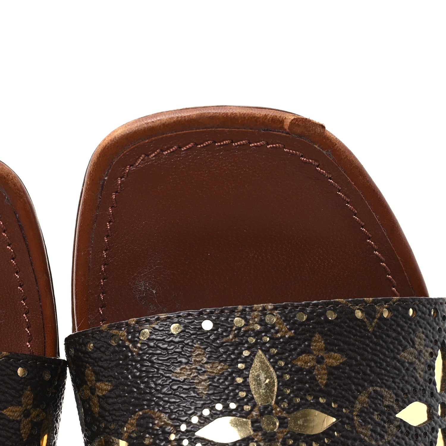 Louis Vuitton Calfskin Perforated Monogram Silhouette Sandals 39 Gold 10 of 11