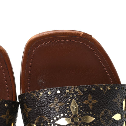 Louis Vuitton Calfskin Perforated Monogram Silhouette Sandals 39 Gold 10 of 11