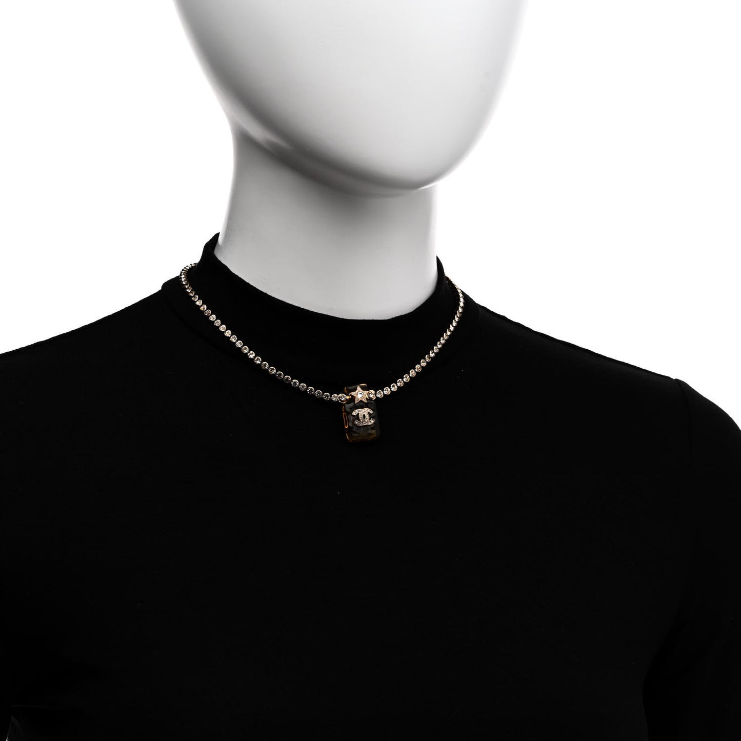 Resin Crystal CC Star Perfume Bottle Necklace Gold