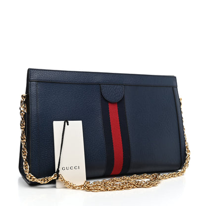 Gucci Textured Calfskin Web Medium Ophidia Chain Shoulder Bag Blue Agata 2 of 4