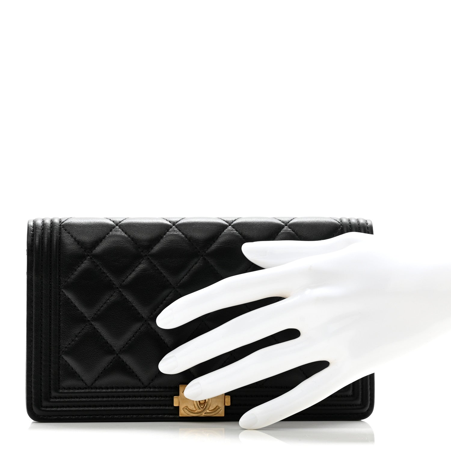 Chanel Lambskin Quilted Boy Yen Wallet Black 2 of 9