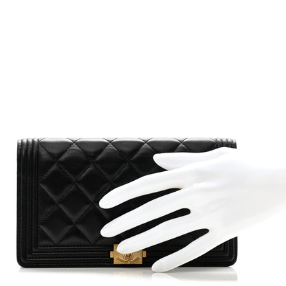 Chanel Lambskin Quilted Boy Yen Wallet Black 2 of 9