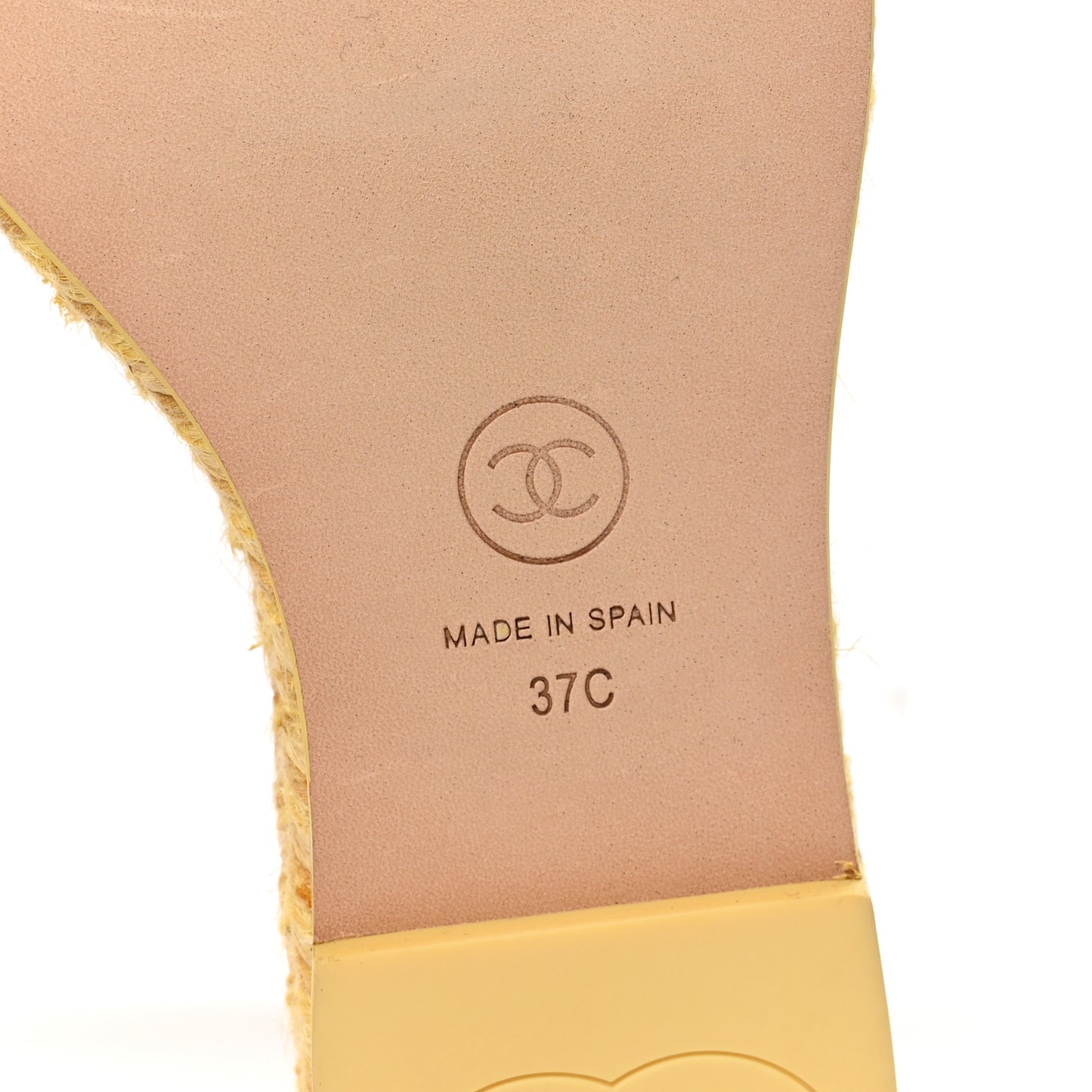 Lambskin Grosgrain CC Espadrilles Wedges 37 Yellow Black