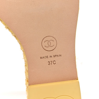 Chanel Lambskin Grosgrain CC Espadrilles Wedges 37 Yellow Black 7 of 10
