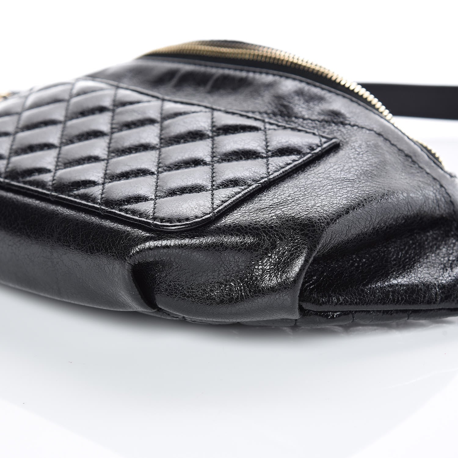 Chanel Crumpled Glazed Lambskin Quilted Waist Bag Fanny Pack Black 6 of 9
