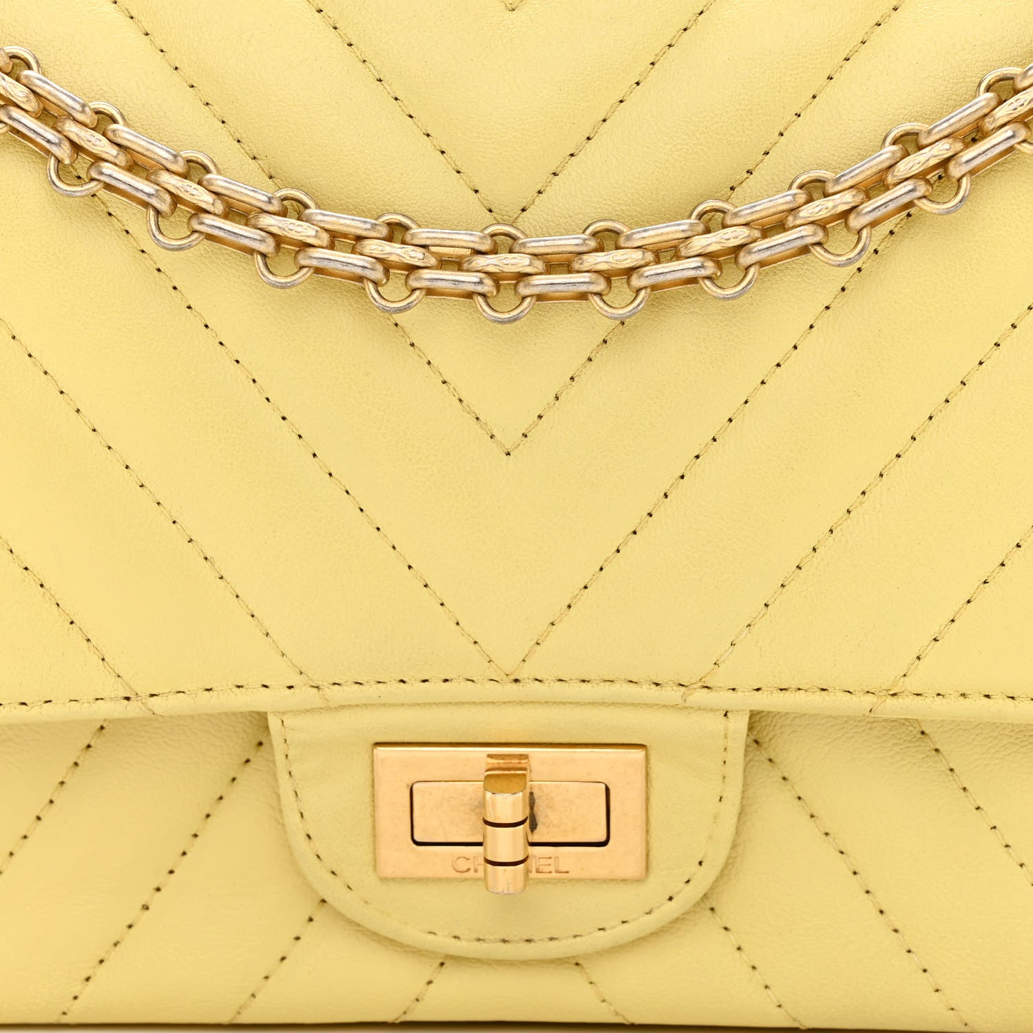 Chanel Sheepskin Chevron Quilted 2.55 Reissue 225 Flap Yellow 8 of 14