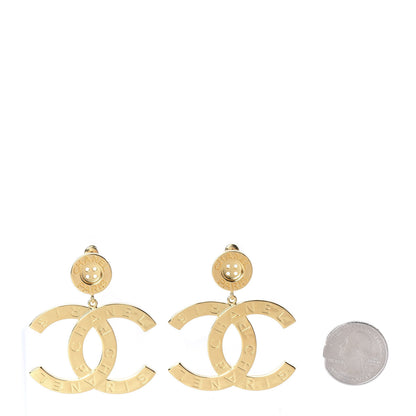 Chanel Metal Large Paris Button Earrings Gold 2 of 5