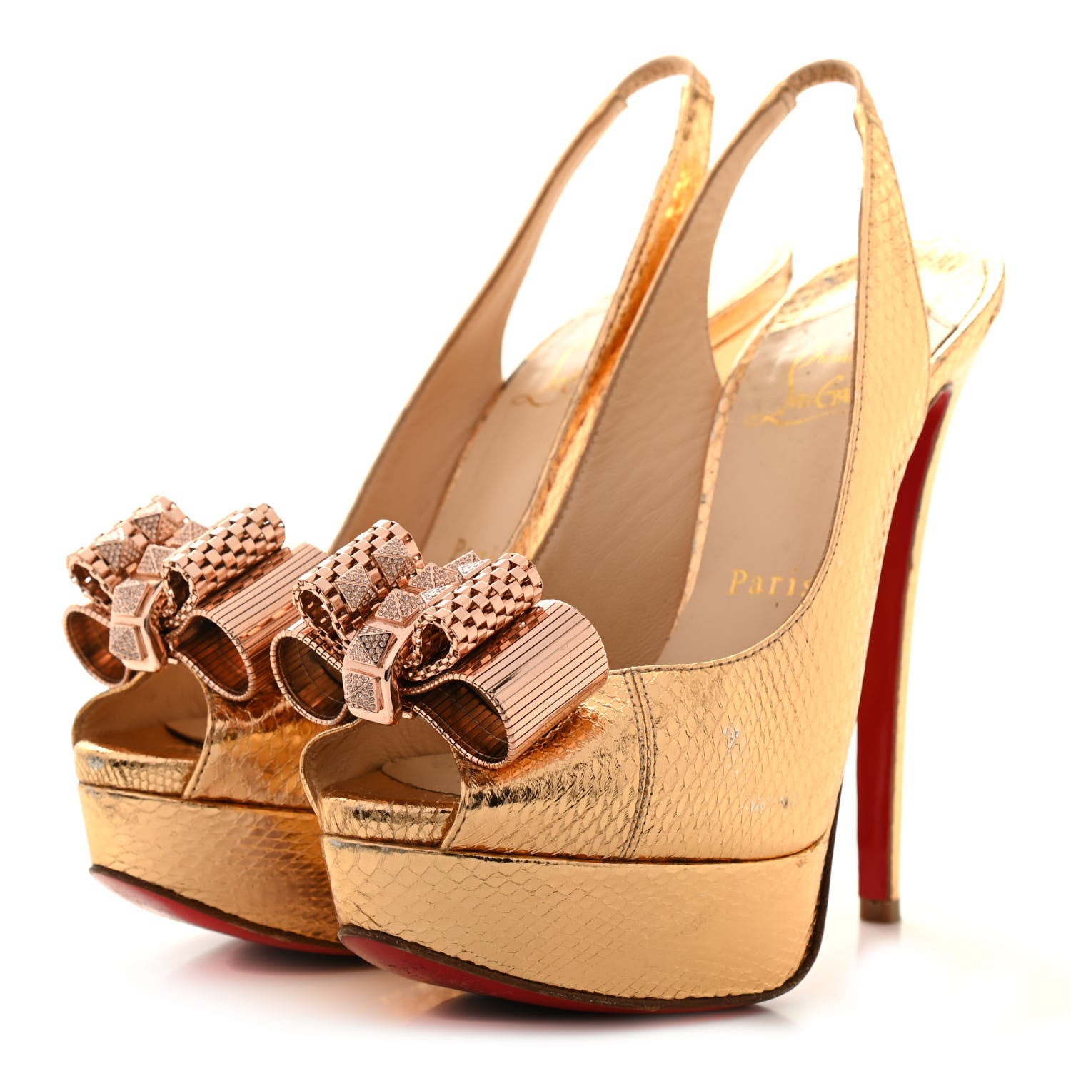 Christian Louboutin Ayers Metal Nodo 150 Pumps 37 Gold 3 of 21
