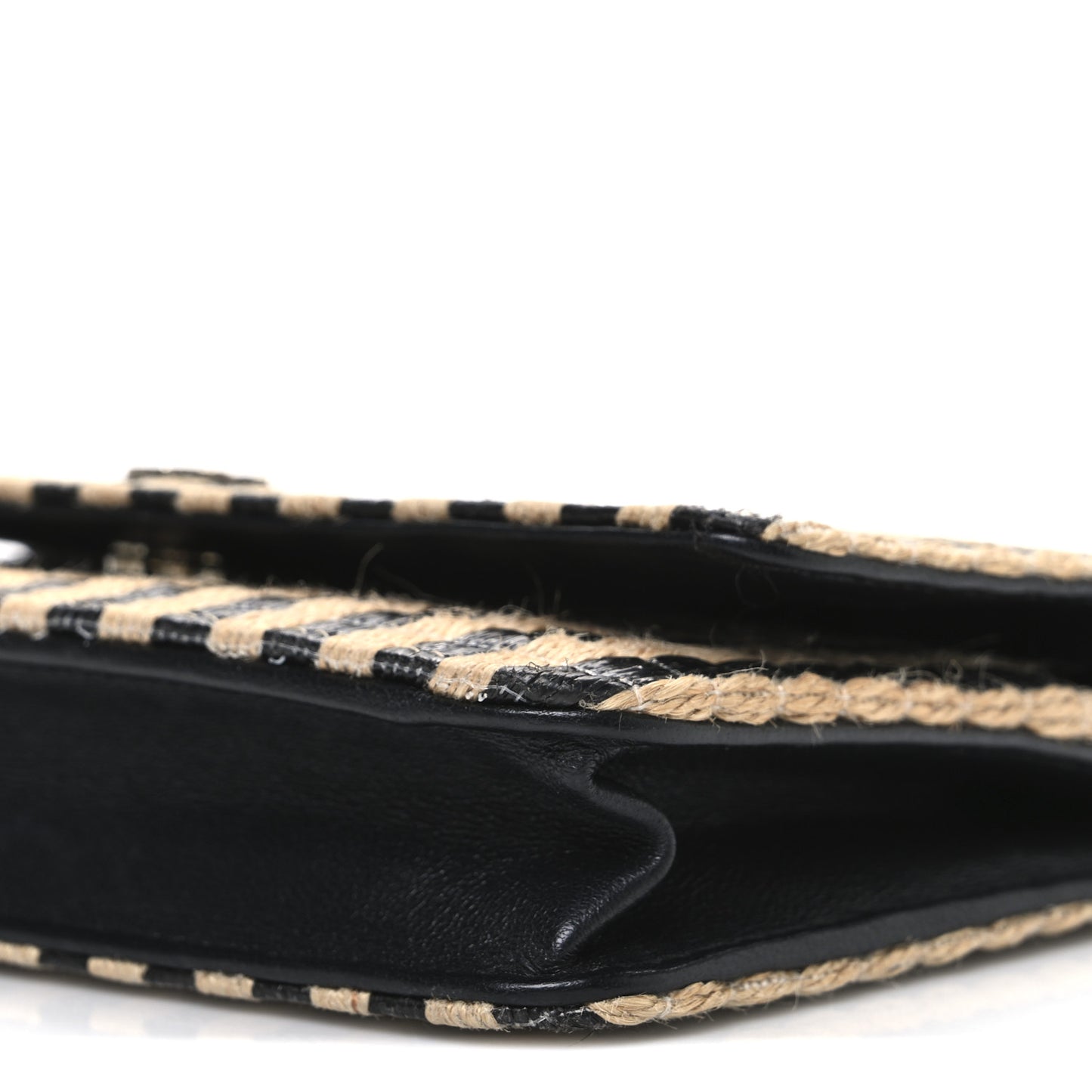 Raffia Jute Striped Urban Jungle Wallet On Chain WOC Black Beige