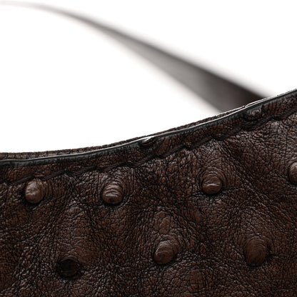 Gucci Ostrich Large Soft Stirrup Shoulder Bag Brown 15 of 17