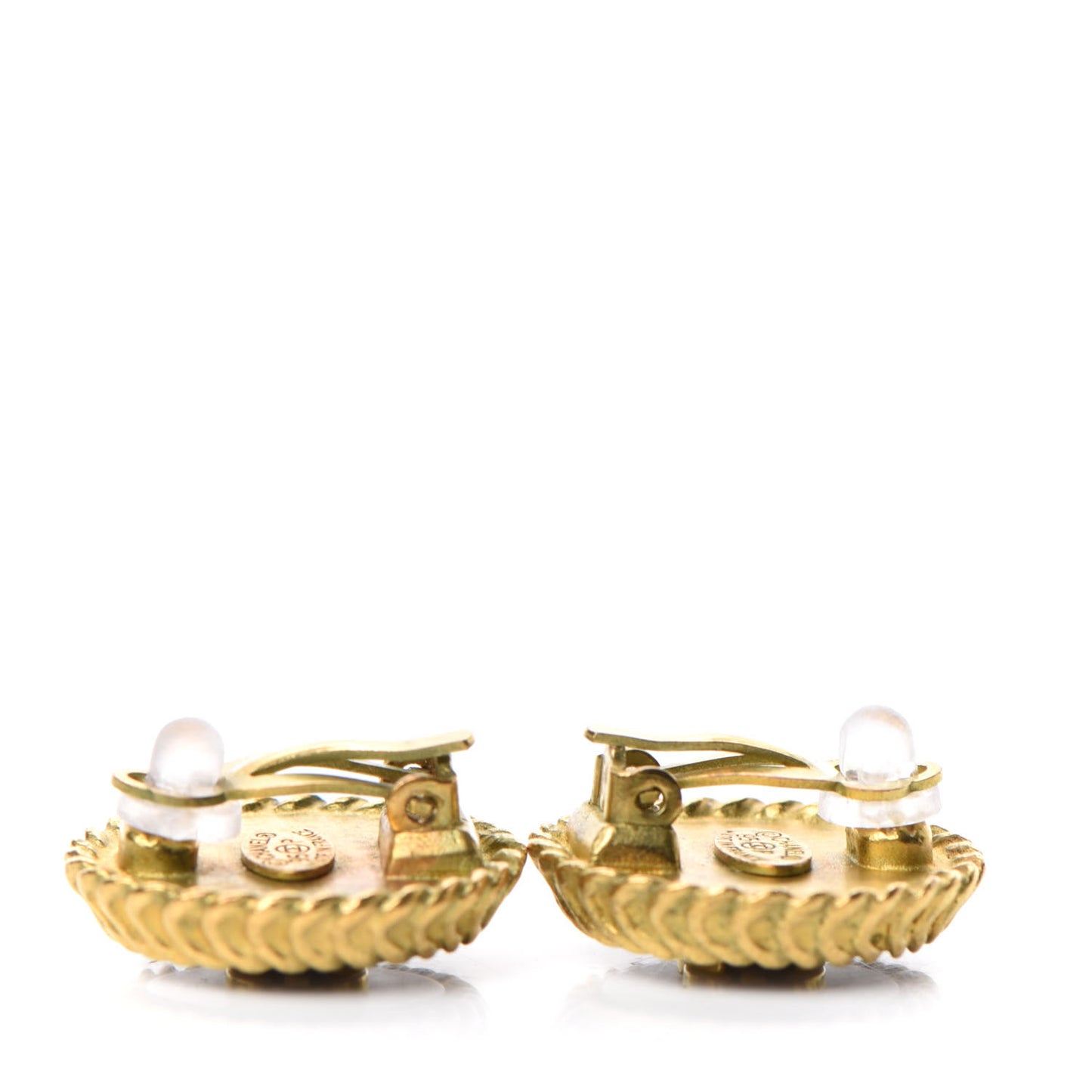 Clip On Round Earrings Black Gold