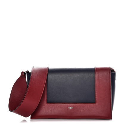 Celine Shiny Smooth Calfskin Medium Frame Shoulder Bag Red Navy 1 of 10