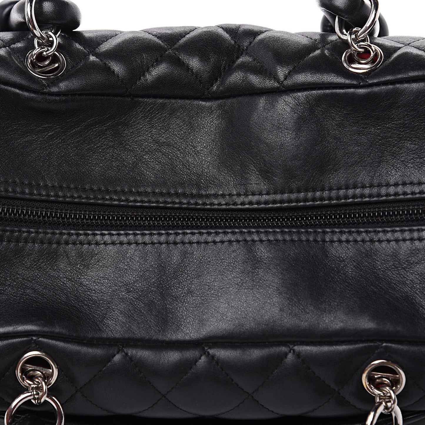 Calfskin Quilted Large Cambon Bowler Black White