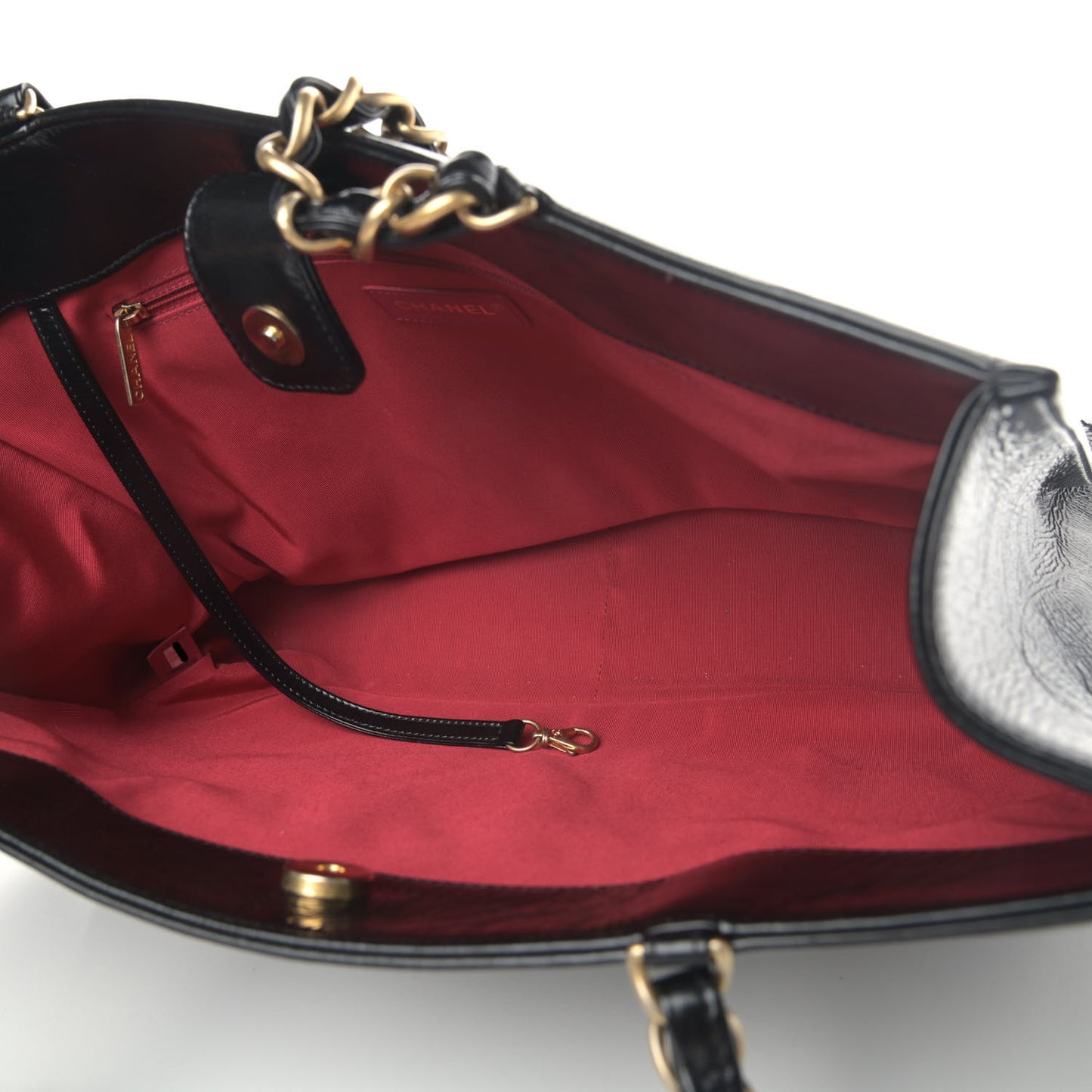 Glazed Aged Calfskin CC Tote Black