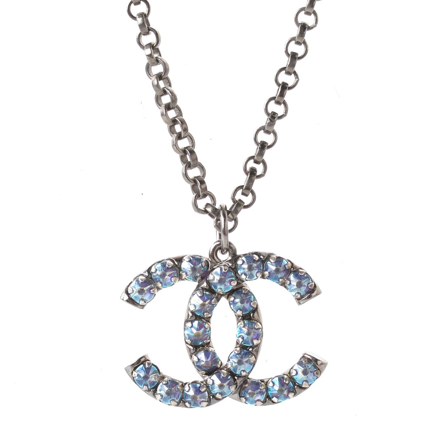Iridescent Crystal Ruthenium CC Necklace Dark Grey Blue