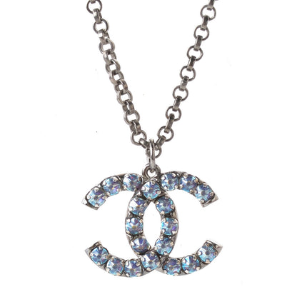 Chanel Iridescent Crystal Ruthenium CC Necklace Dark Grey Blue 4 of 6