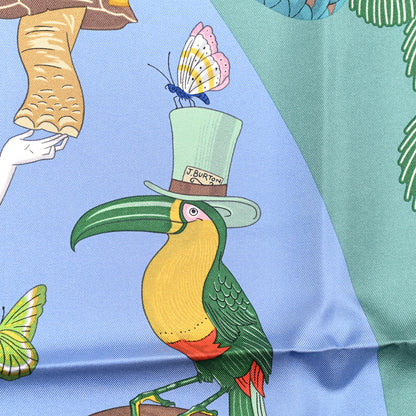 Hermes Silk Story Scarf 90 Bleu Lavande Vert 5 of 5