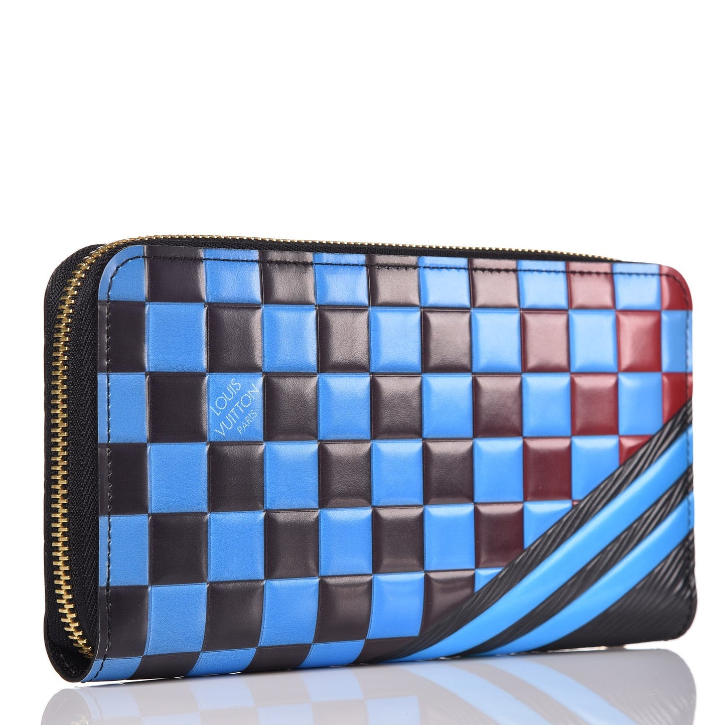 Epi Damier Race Zippy Wallet Blue Vert