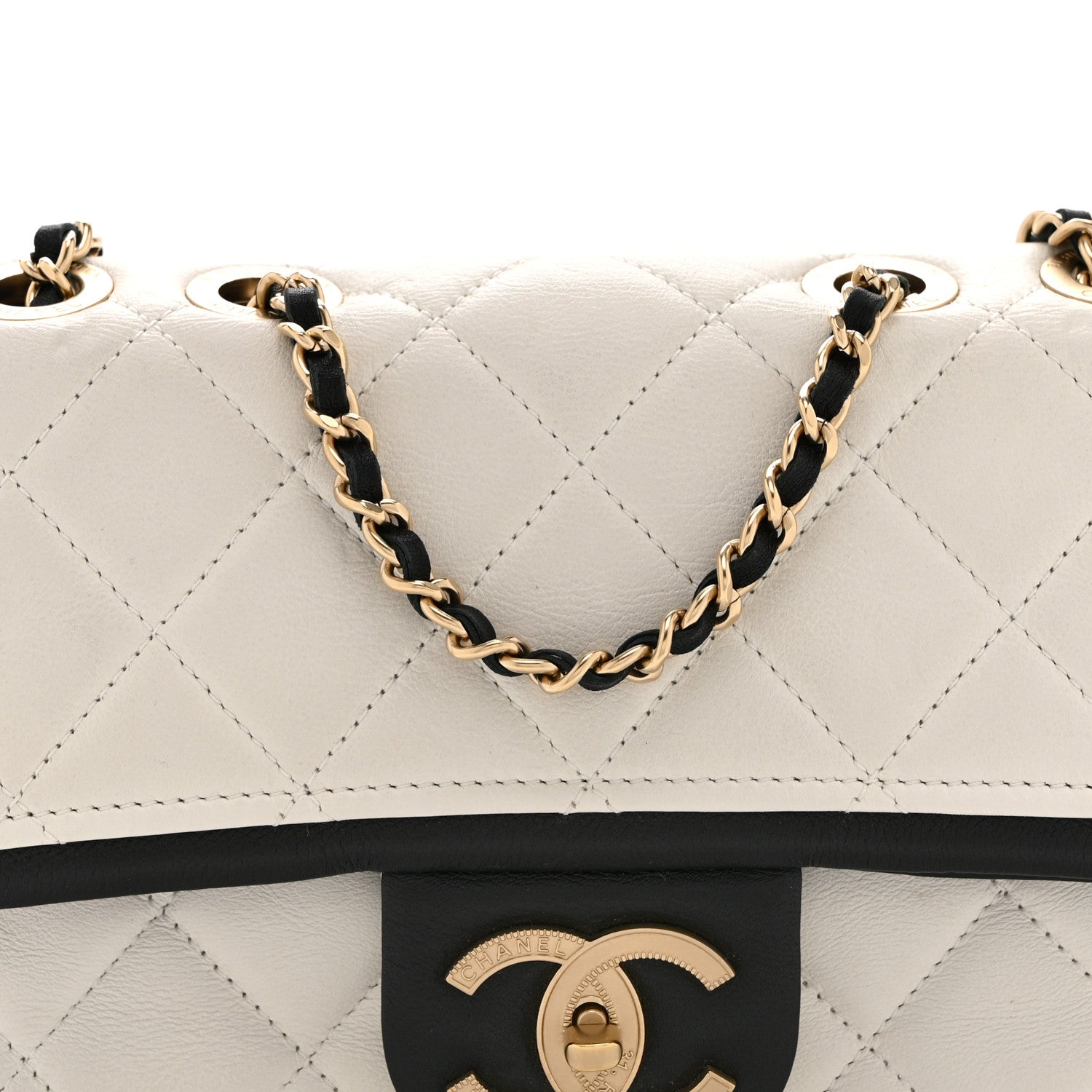 Chanel Lambskin Quilted Small Graphic Flap White Black 8 of 10