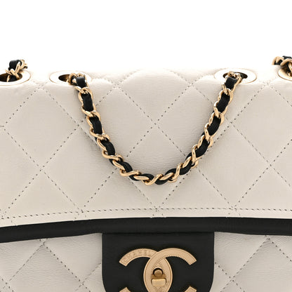 Chanel Lambskin Quilted Small Graphic Flap White Black 8 of 10