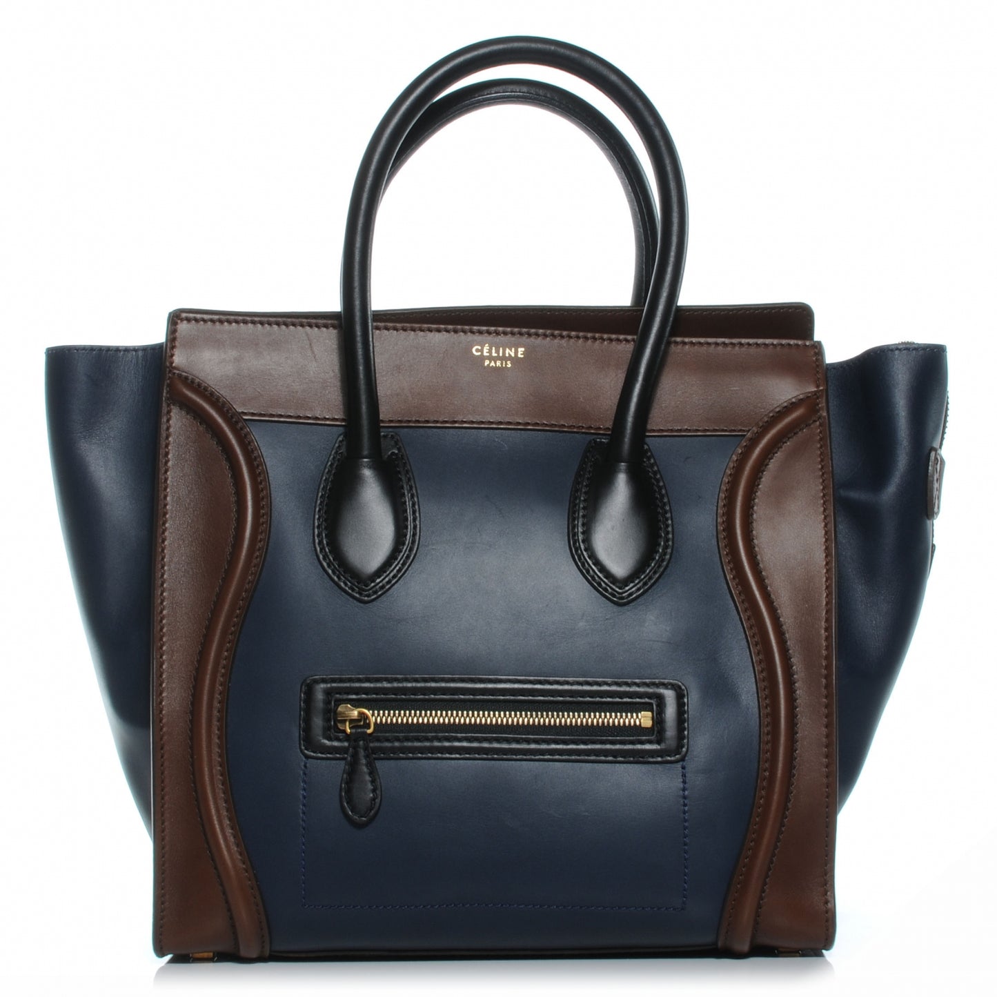 Smooth Calfskin Mini Tri-Color Luggage Navy