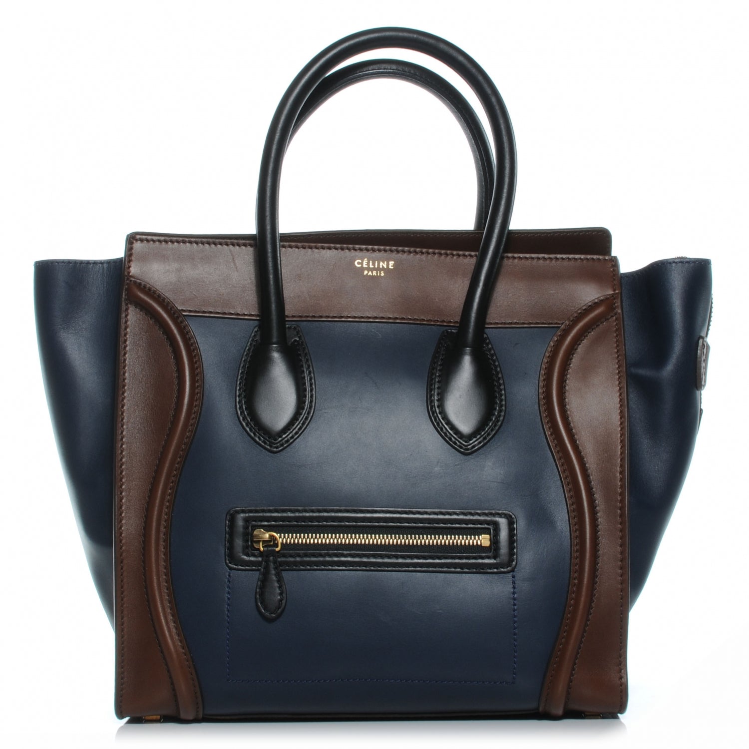 Celine Smooth Calfskin Mini Tri-Color Luggage Navy 1 of 8