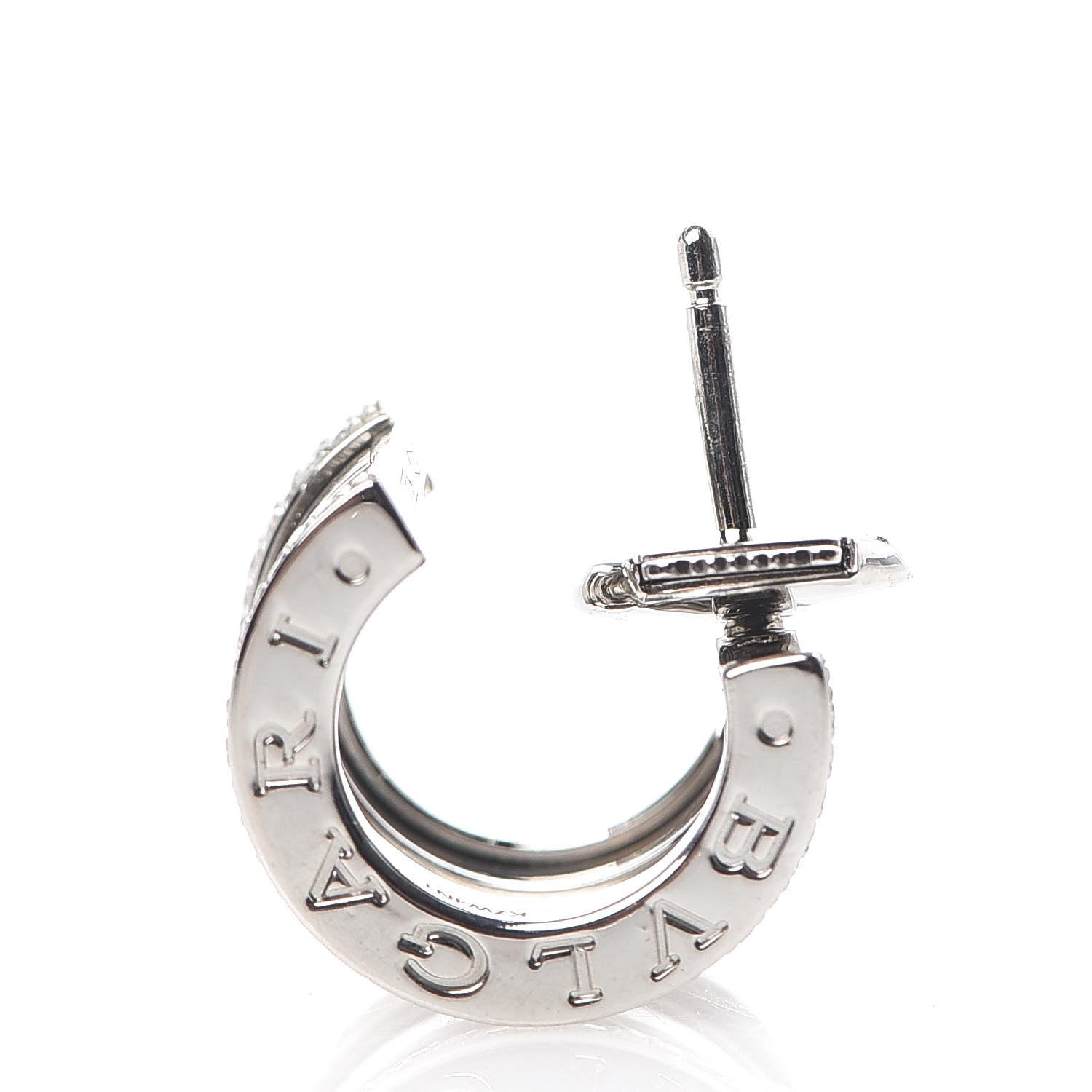 Bulgari 18K White Gold Diamond B.Zero1 Hoop Earrings 4 of 4