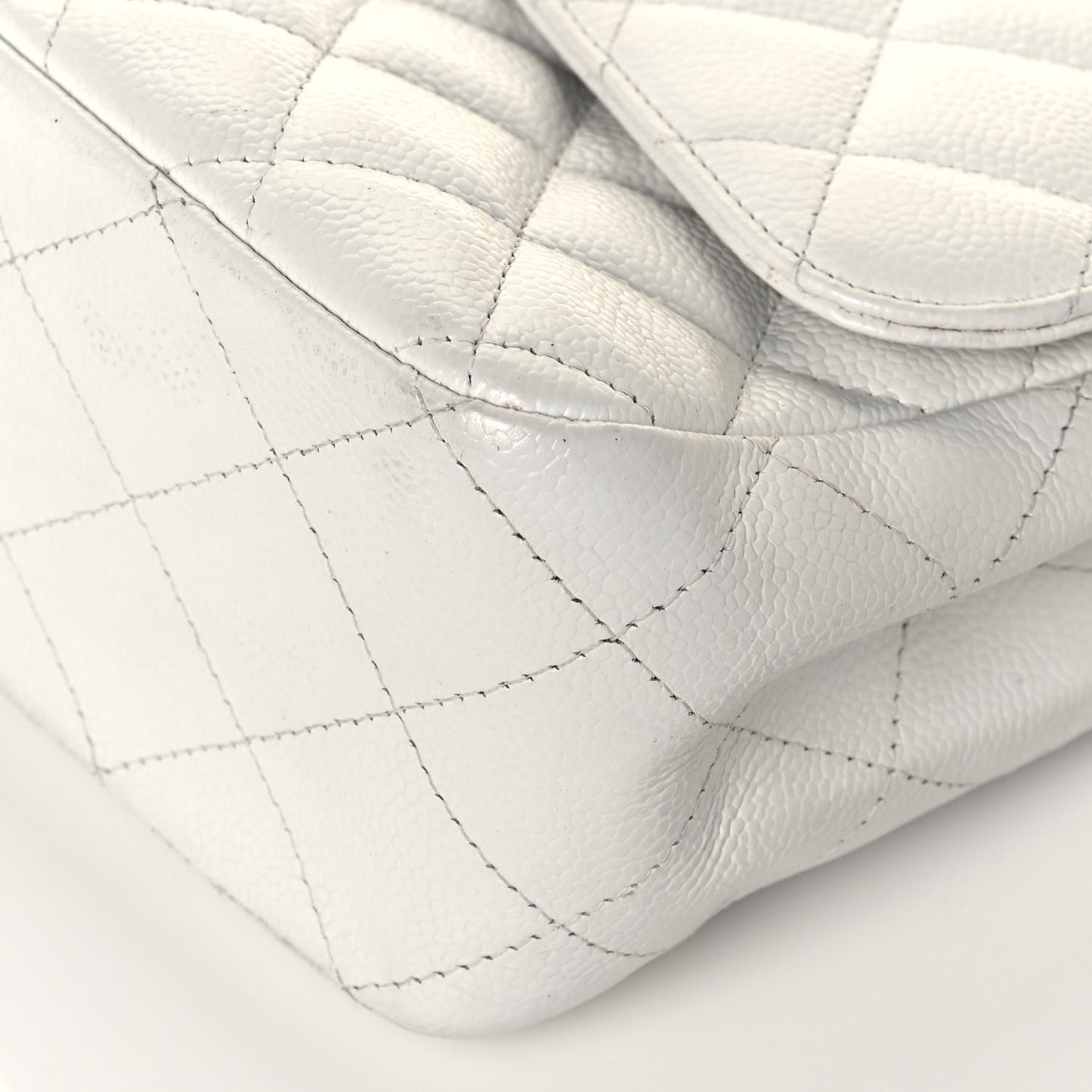 Caviar Quilted Jumbo Single Flap White