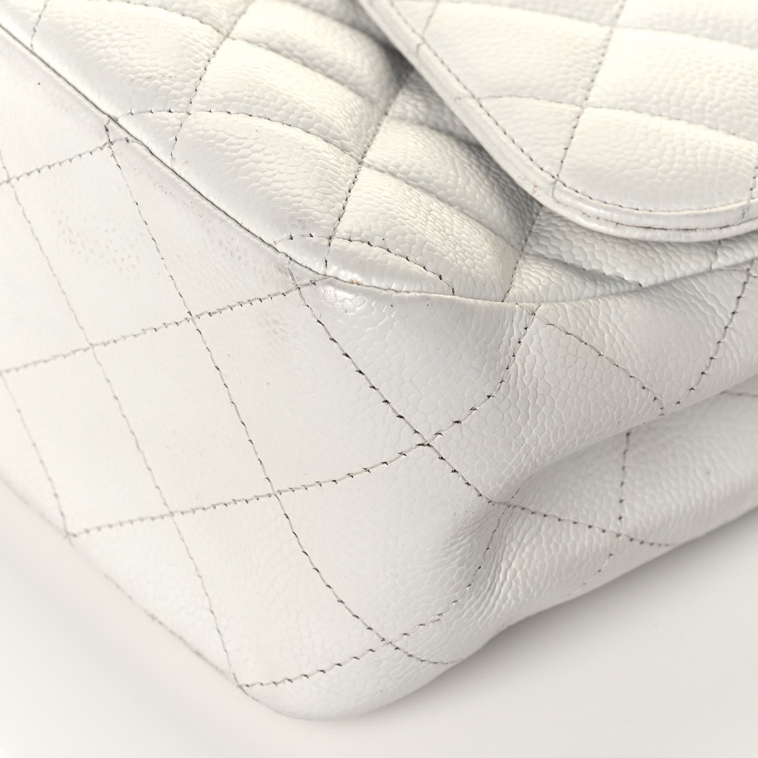 Chanel Caviar Quilted Jumbo Single Flap White 10 of 17