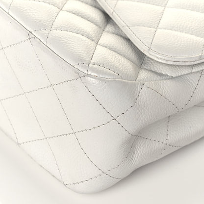 Chanel Caviar Quilted Jumbo Single Flap White 10 of 17