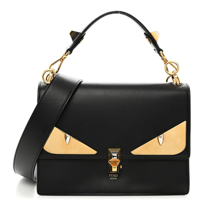 Fendi Vitello Liberty Lucido Metal Monster Eyes Studded Kan I Shoulder Bag Black 1 of 10