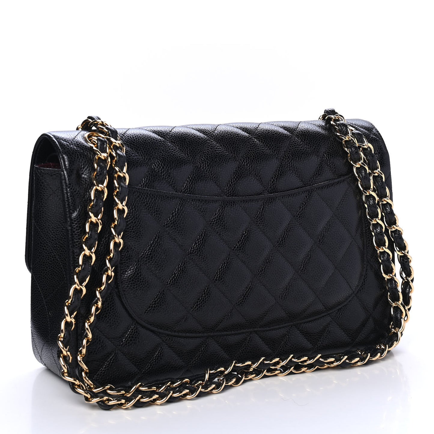 Caviar Quilted Jumbo Double Flap Black