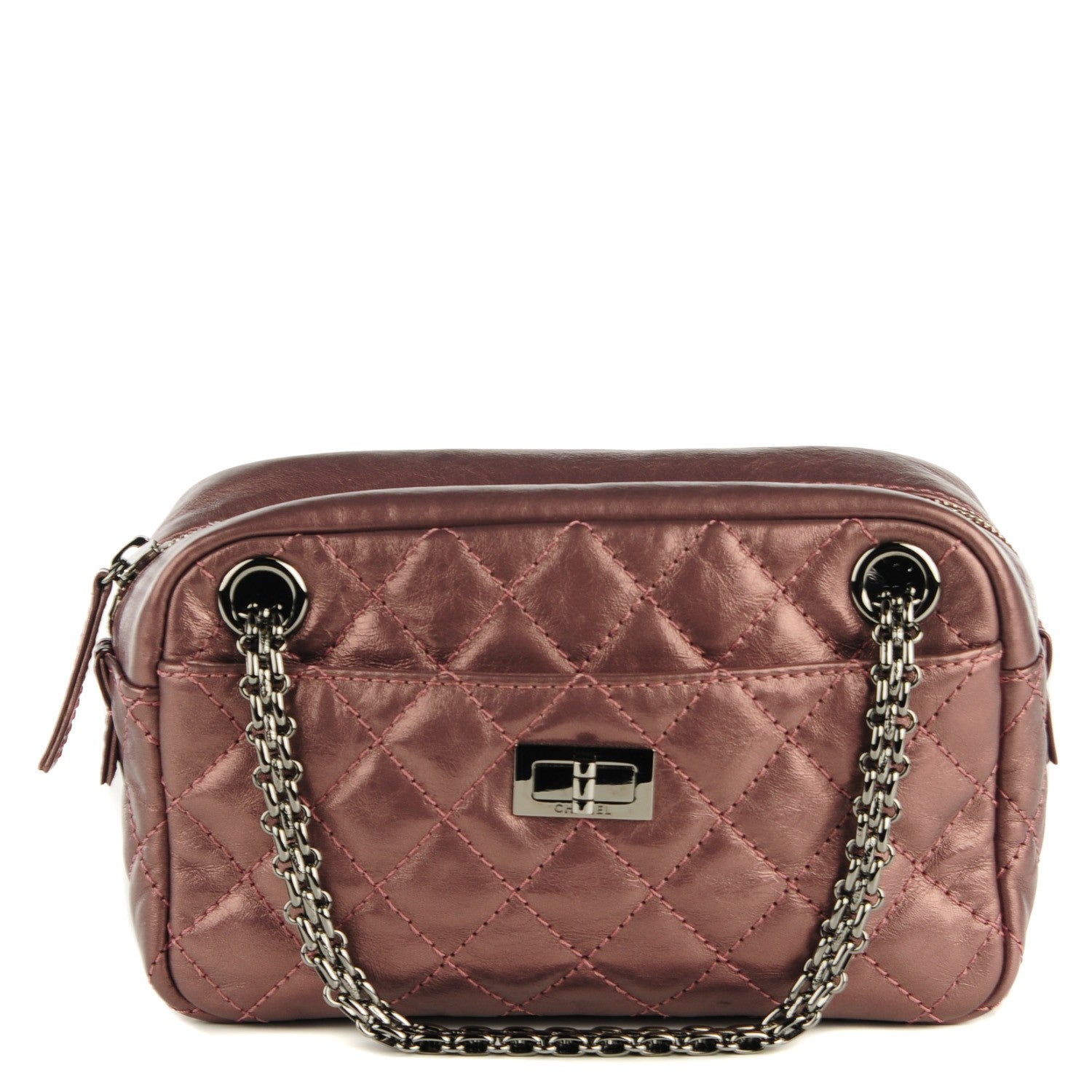 Chanel Metallic Aged Calfskin Quilted Small Reissue Camera Case Rose Fonce 1 of 7