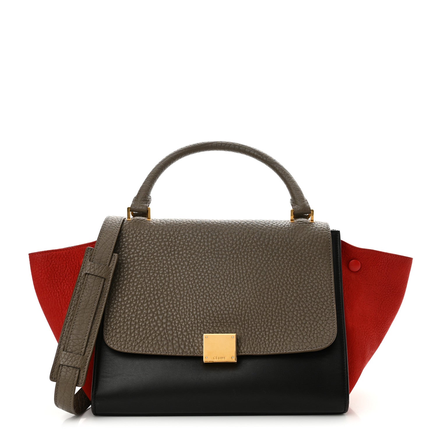 Celine Bullhide Calfskin Small Tri-Color Trapeze Taupe 1 of 13